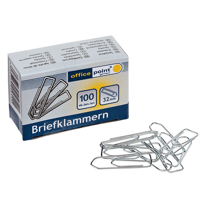 Кламери никелирани 32 mm Office Point 100 бр.