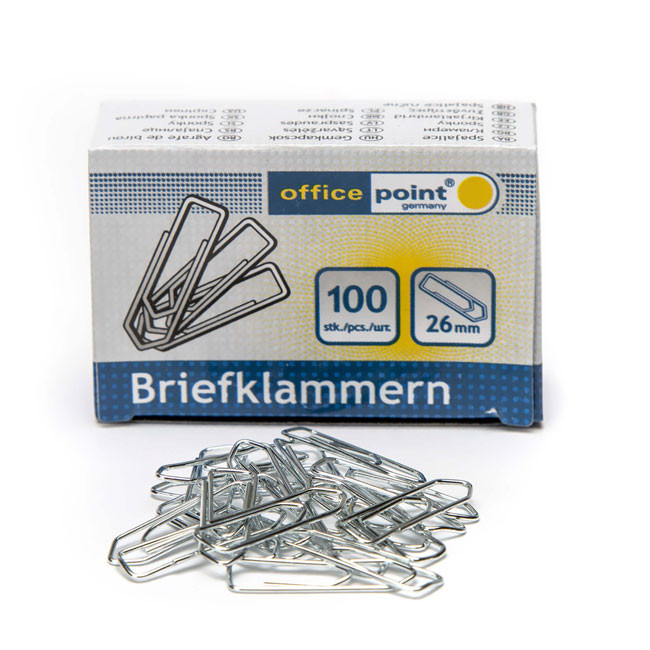 Кламери никелирани 26 mm Office Point 100 бр.