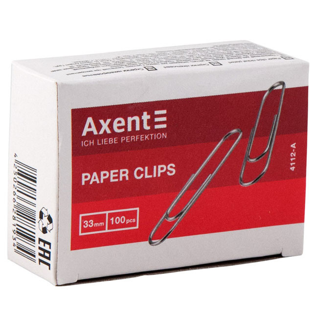 Кламери никелирани 33 mm Axent 100 бр.