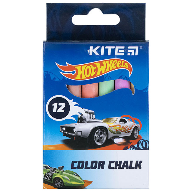 Тебешири Kite Jumbo Hot Wheels цветни 12 бр.