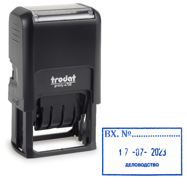 Датник правоъг Trodat printy date+text 4750 Син